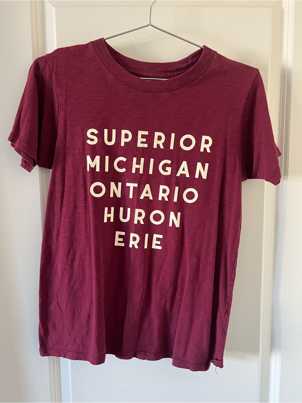 J. Crew Collction Maroon Graphic Lake Names Tee XS